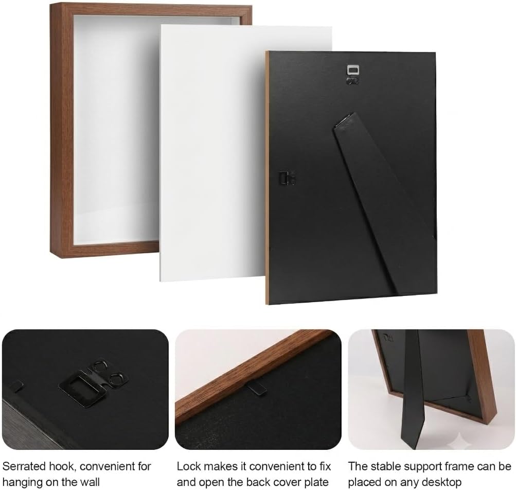 6 Pcs Shadow Box Frame 8x10 - 1.2" Deep Frame Display Case Walnut