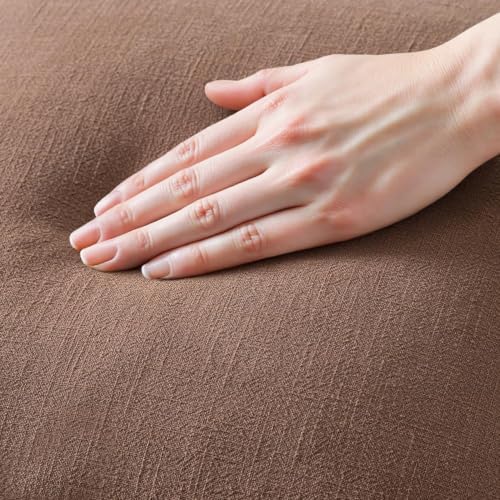 MIULEE Linen Fringe Decorative Fall Throw Pillow Covers Dark Coffee 18x18
