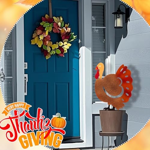 Wesiti Thanksgiving Turkey Decor Metal Standing Statue Tabletop Centerpiece