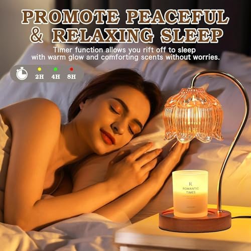 Funistree Flower Candle Warmer Lamp with Timer, Dimmable Candle Lamp Warmer, Christmas Birthday Gifts for Women Mom