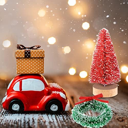 Zubebe 36 Pcs Bottle Brush Trees Mini Sisal Wreaths Frosted Christmas