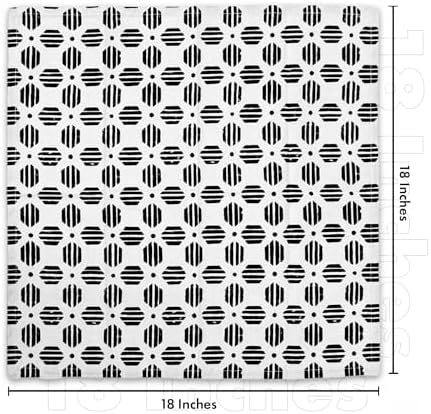 TARAN LIVING Cotton Cloth Napkins Natural Reusable Fall Dinner Napkins Reusable Machine Washable Fabric for Events, Gift, Home Decor - Black & Off White,18x18 Inches - (Pack of 12)