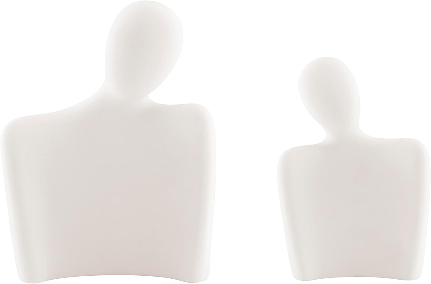 . Hans Abstract Nesting Two Piece Couple Decorative Accent Matte Ceramic Sculpture Figure / Cream