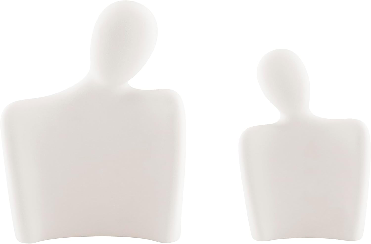 . Hans Abstract Nesting Two Piece Couple Decorative Accent Matte Ceramic Sculpture Figure / Cream