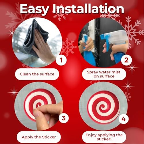 WALPLUS Christmas Window Clings Decorations Double-Sided Reusable Peel and Stick Removable for Glass Living Room Nursery Room Home Office Holiday Gnomies and Candy Delights 186 Pieces