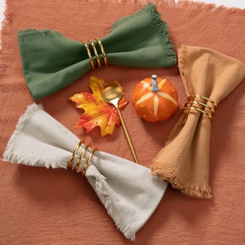DeZerlor Thanksgiving Fall Cotton Linen Washable Cloth Napkins Set of 12