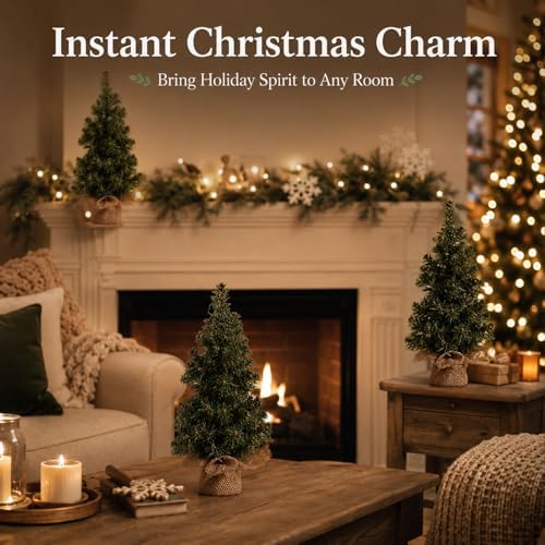 2pcs 50cm Mini Artificial Christmas Trees Tabletop Decor