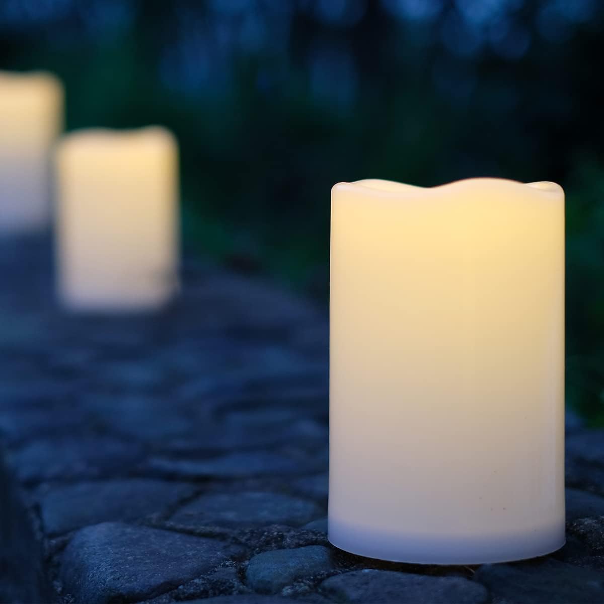 NONNO&ZGF 4X6'' Outdoor IP44 Warm White LED Rainproof Waterproof Candles, Flameless Battery LED Pillar Candle with