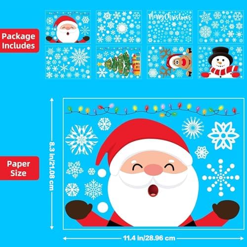 Christmas Decorations Indoor, Christmas Window Clings Stickers Decals Decor