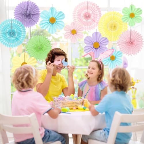 ADLKGG 12 Pcs Pastel Paper Fans, Macaron Flower Wall Backdrop