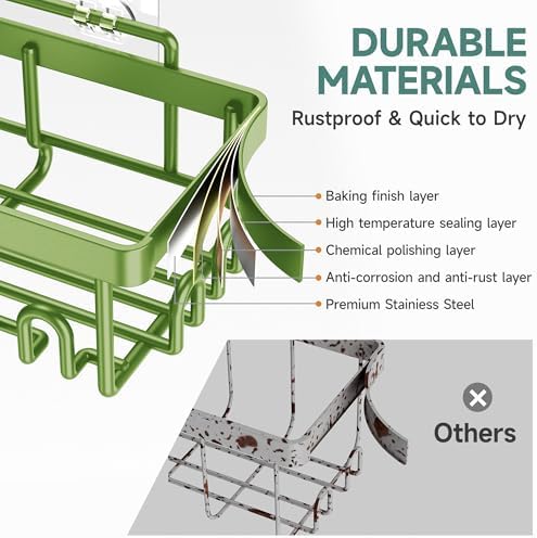 Veken Rustproof & Waterproof Shower Caddy 6-Pack, No Drilling Adhesive Shelves Rack with Soap Holder, Large Capacity