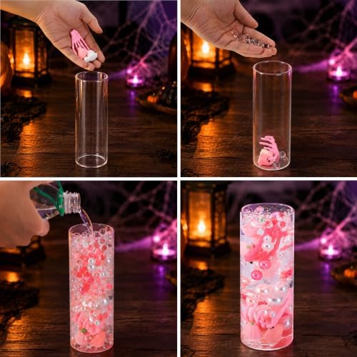 Halloween Floating Vase Filler Kit, Pink White Floating Candles Filler