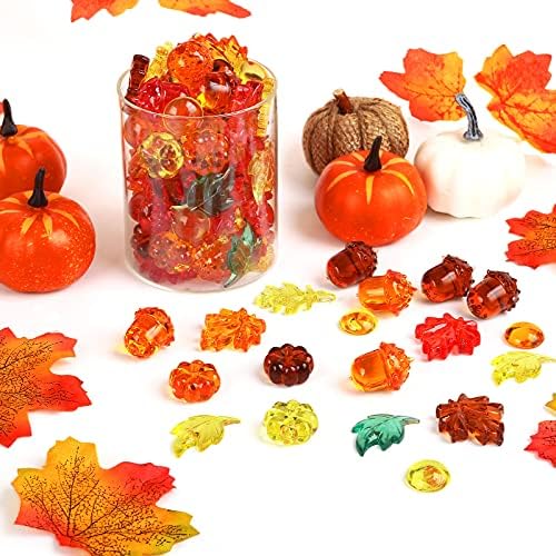 Fall Vase Filler Bin, Mini Acrylic Table Scatter, 90pcs