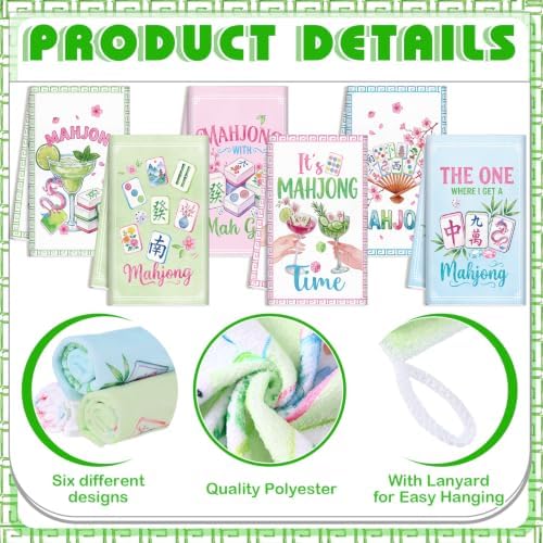 Redbaker 6 Pcs Mahjong Kitchen Towels Mahjong Gifts Bulk