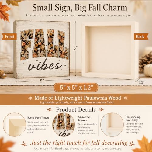 Fall Decorations for Home Fall Vibes Wood Sign Fall Wall Art