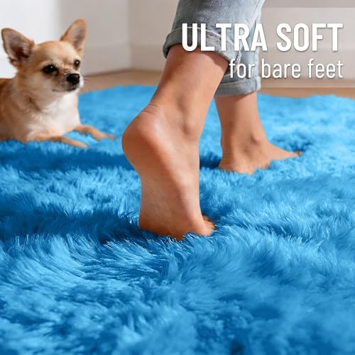 OLANLY 6x9 Machine Washable Large Area Rugs for Living Room, Bedroom, Soft Fluffy Shaggy Bedside Rug, Indoor Floor