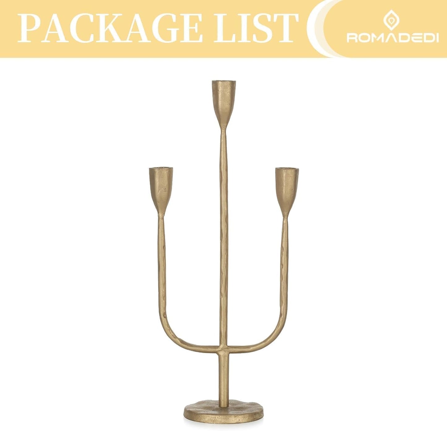 Romadedi Candelabra Brass Candlestick Holders: Gold Taper Candle Holders Metal Tall Vintage Candle Holders Iron for