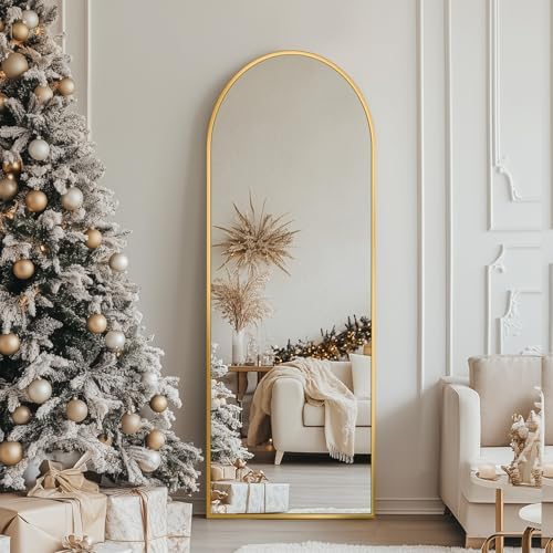 Antok 56" x14” Arched Full Length Mirror, Floor Mirror with Stand,Gold
