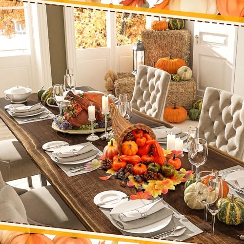 Fall Cornucopia Basket Fall Table Centerpieces 13.78'', Classic