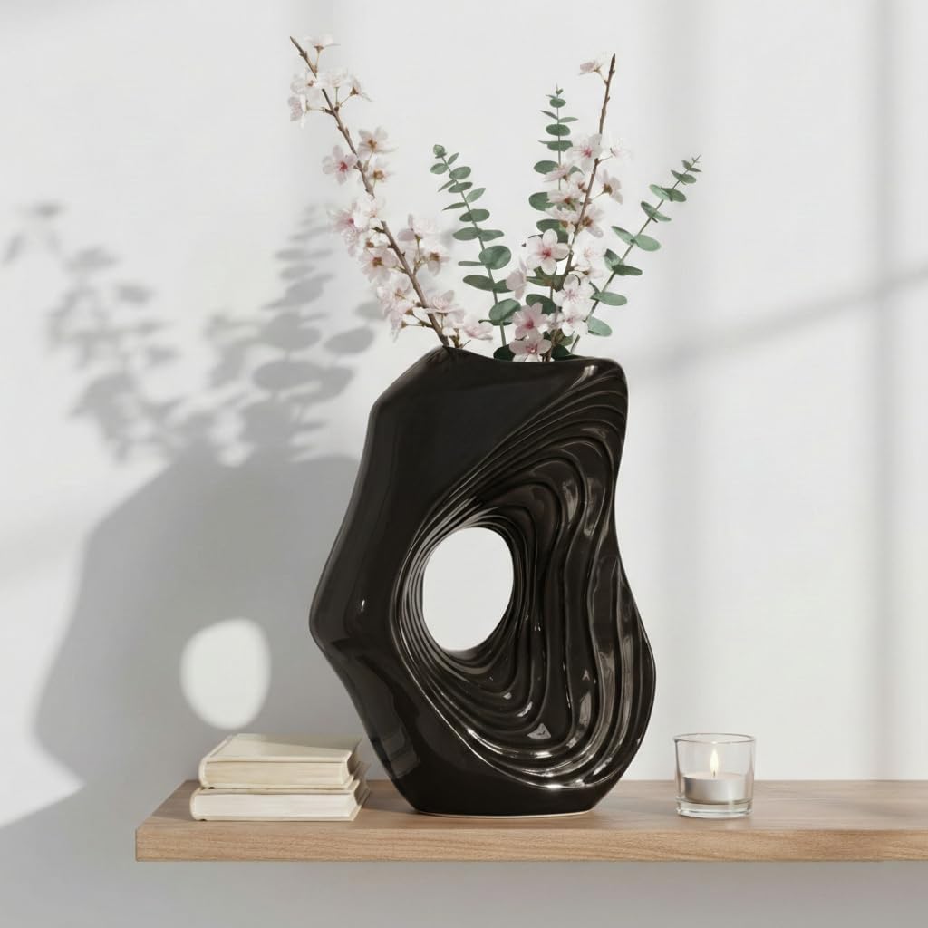 Boho Decorative Vase / Black / 11 Inch