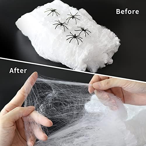 Labrostar 1000 Sqft Halloween Spider Web Decorations with 100 Fake Spiders Spooky Spider Webbing Decorations Indoor Outdoor Party Yard Decor Supplies for Bar Haunted House