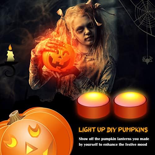 Riakrum 6 Pack Halloween Pumpkin LED Lights, Orange, White