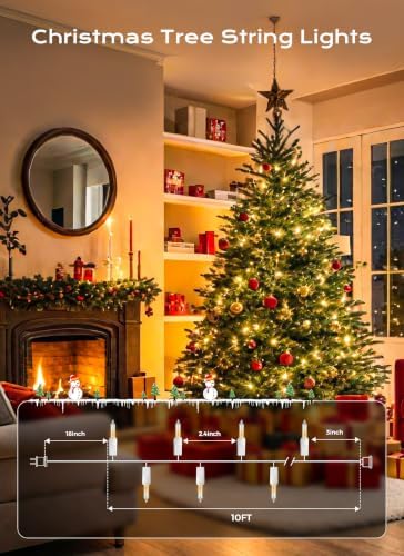 Minetom LED Clear Christmas String Lights, 50 Count 10 Feet LED Christmas Lights Bulb, Christmas Decorations Indoor, Christma Tree Lights for Indoor Outdoor Xmas Wedding Party Festival