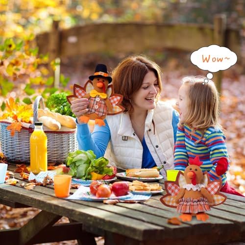 Thanksgiving Decorations Indoor 10.4inch Turkey Stuffed Animal Home Decor Fall Gifts Thanksgiving Party Turkey Plush Doll Tired Tray Table Decor