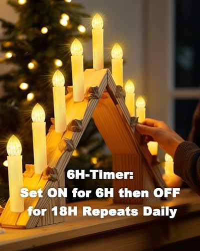 Raycare 20 Pcs Flickering Candles for Christmas Tree, Remote Christmas Tree Candles with Remote and Timer