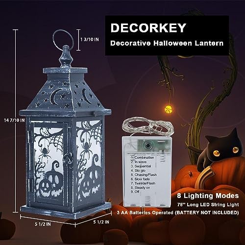 Halloween Decorations Indoor, 14.7" Decorative Spider&Pumpkin Candle Lantern with 78" LED Lights(8 Modes), Hanging Spooky Halloween Lanterns, Outdoor Home Room Door Party Decor