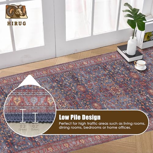 Washable Area Rug 2'6'' x 8' Vintage Traditional Persian Mat - Foldable Distressed Non-Slip Machine Washable Carpet for