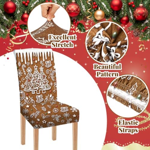 Moukeren 6 Pcs Christmas Chair Covers Gingerbread Dining Slipcovers