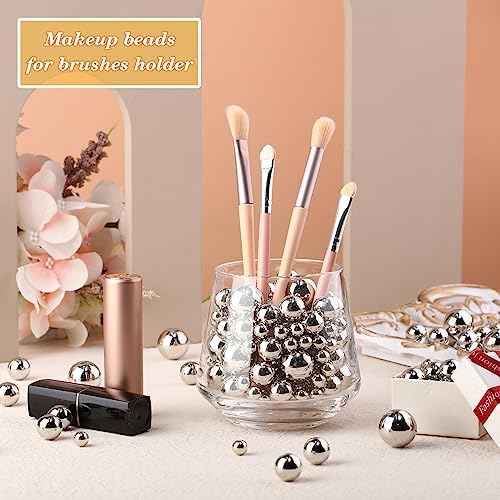 Junkin 300 Pcs Faux Pearl Vase Filler No Hole Beads, Silver