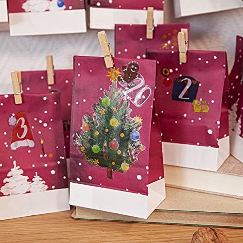 DIY Advent Calendar: Beautiful Craft Advent Calendar 2022 with 24 Paper Treat Bags and Sticker Paper with Numbers – Empty Adult Advent Calendar to Fill Yourself – Christmas Advent Calendar LIVAIA