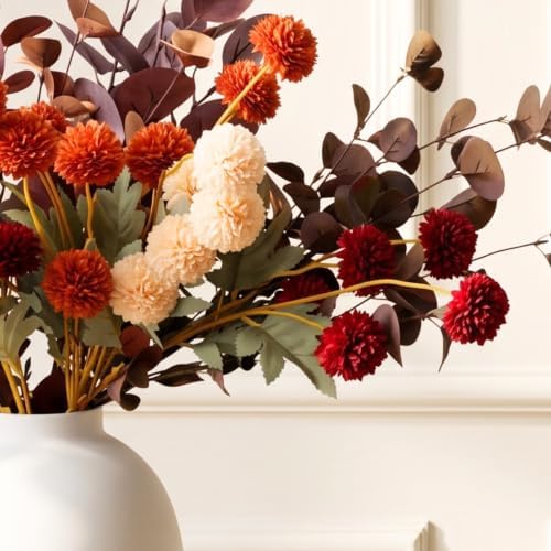 Orange Fall Flower Arrangement with Vase, Fall Centerpieces For Tables