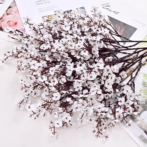 5 Pcs Fake Flowers, Real Touch Babys Breath Artificial Flowers, White