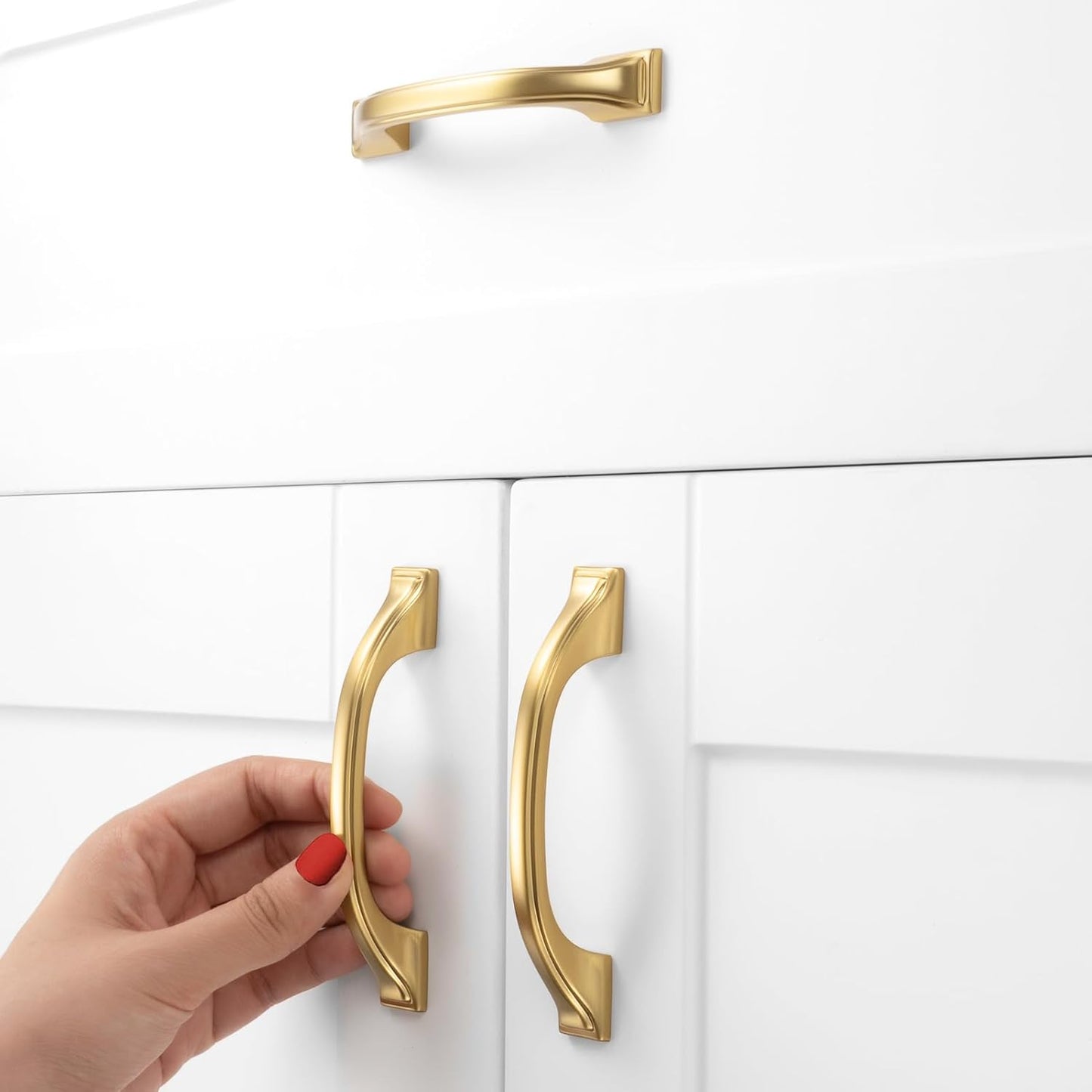 Cabinet Pulls Gold Cabinet Handles Gold Hardware / 3 Inches / Arch Pull / Brushed Gold / Set of 10