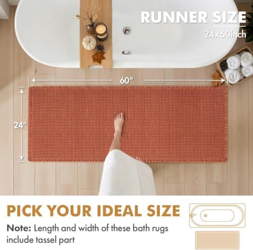 MIULEE Fall Orange Set of 2 Waffle Bathroom Runner Rugs 2'x5'(24"x60")