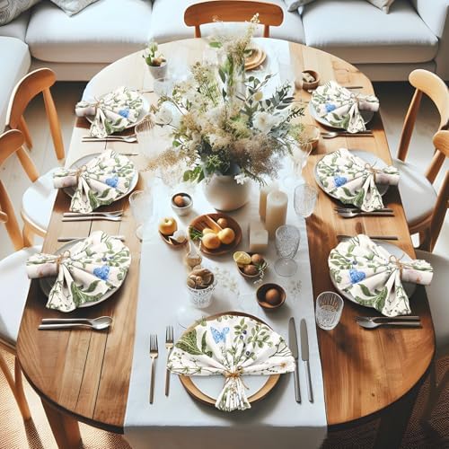 Funnymoom 24 Pcs Floral Cloth Napkins, Herbs Wildflowers Multicolored