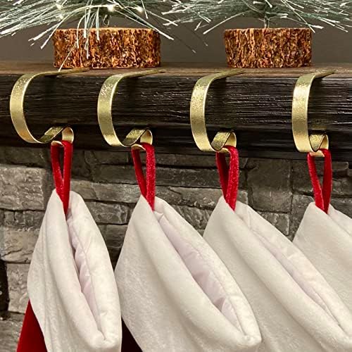 Haute Decor The Original MantleClip® Stocking Holder 4 Pack - Hang Christmas Stockings Safely and Securely from Mantels Up to 3 Inches Thick