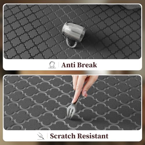 Arenarug Upgrade Scalloped Kitchen Mats for Floor 2PCS, Black Kitchen Rugs