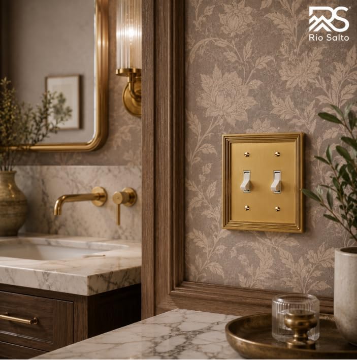 Rio Salto Gold Double Toggle Light Switch Cover Plate 2 Light Switch Cover Plate Toggle Wall Plate Cover Outlet Covers