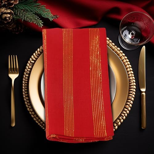 COTTON CRAFT Christmas Cloth Napkins - Set of 12 Cotton Dinner Napkins
