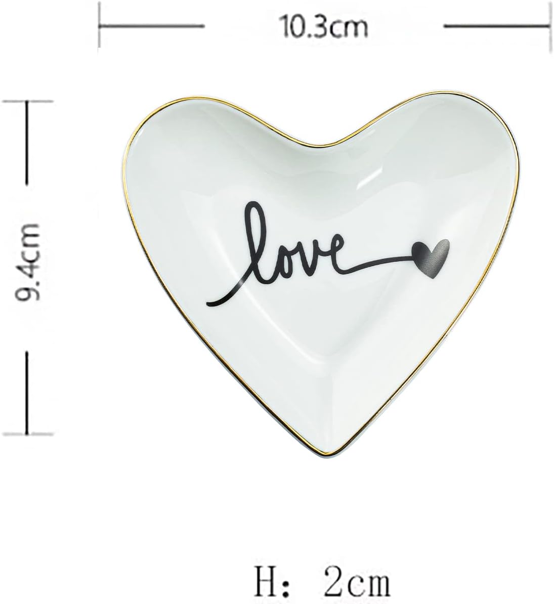 Original Ceramic Heart Shape Ring Dish Holder Jewelry Tray Dish Trinket Holder Jewelry / Love U