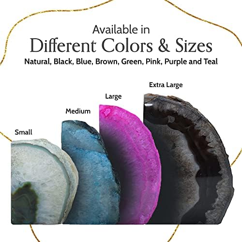 Agate Bookends / A+ Grade Geode Heavy Duty Decorative Stone Crystal / Green / A+ Grade 4 - 6 Lbs