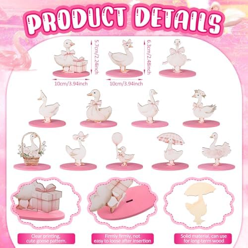 Amyhill 12 Pcs Goose Table Decorations Wooden Tabletop Centerpiece Wooden Table Sign for Tiered Tray Fiesta Carnival Party
