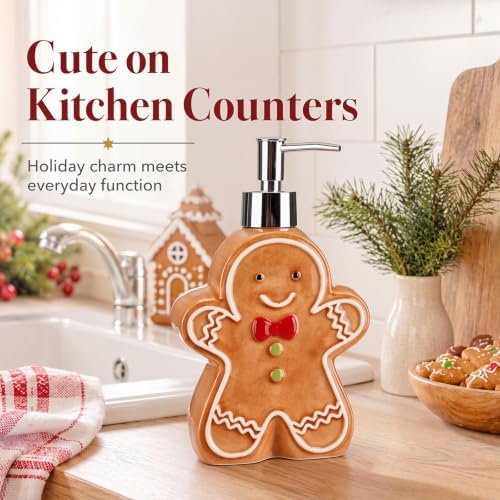 Potchen Christmas Gingerbread Man Dispenser Ceramics Soap Bathroom Decor