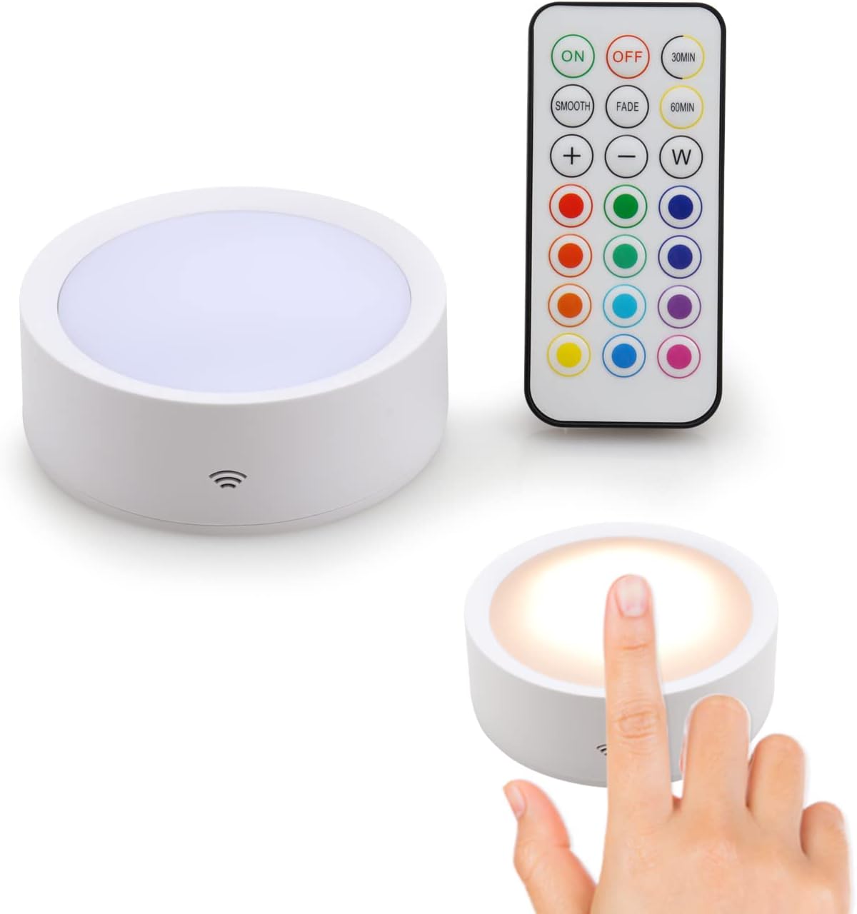 DAMI Under Cabinet Lighting with Remote Control, Rechargeable Battery Operated Wireless Shelf Lights, Under Cabinet