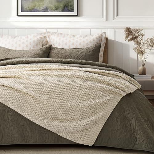 EVERGRACEHOME Chunky Chenille Knit Throw Blanket, 50 x 60, Beige