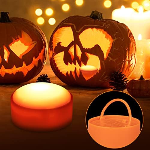 Litake LED Flameless Pumpkin Lights with Remote,Flickering Jack-O-Lantern Lights with Timer,Battery Operated Dimmable Halloween Candle Light for Halloween Indoor/Oudoor Decorations,6 Packs